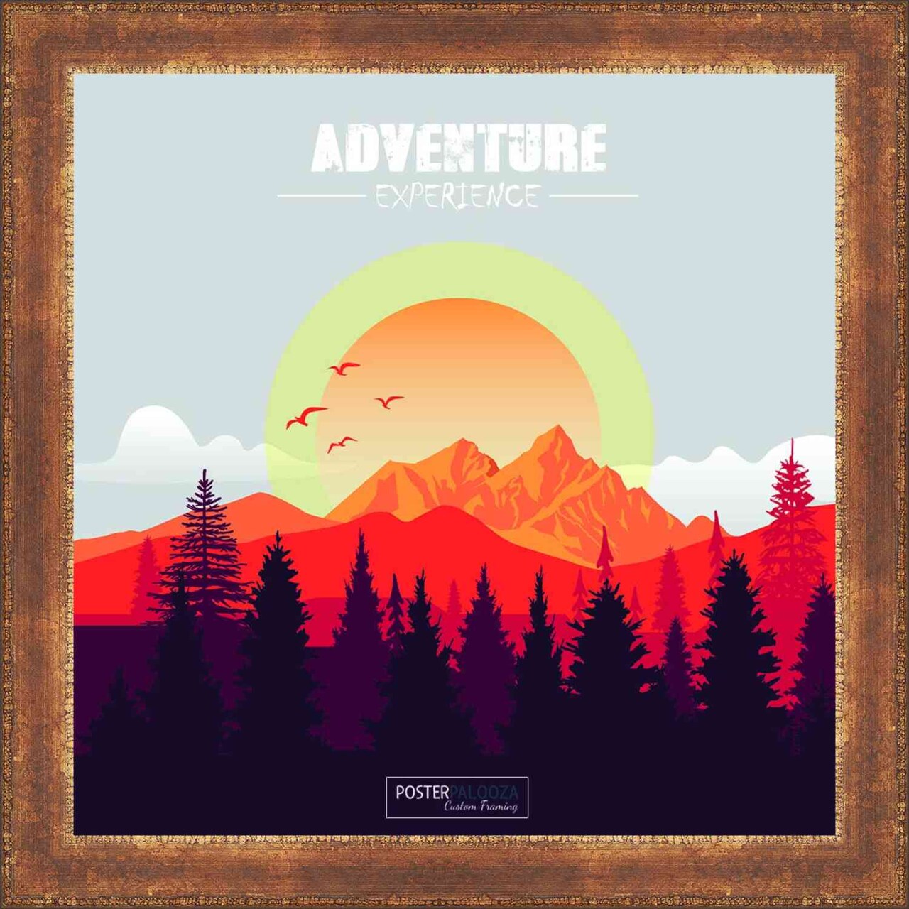 Square Flat Gold Picture Frame - UV Acrylic, Foam Board Backing, Hanging Hardware